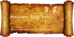 Maninger Glória névjegykártya